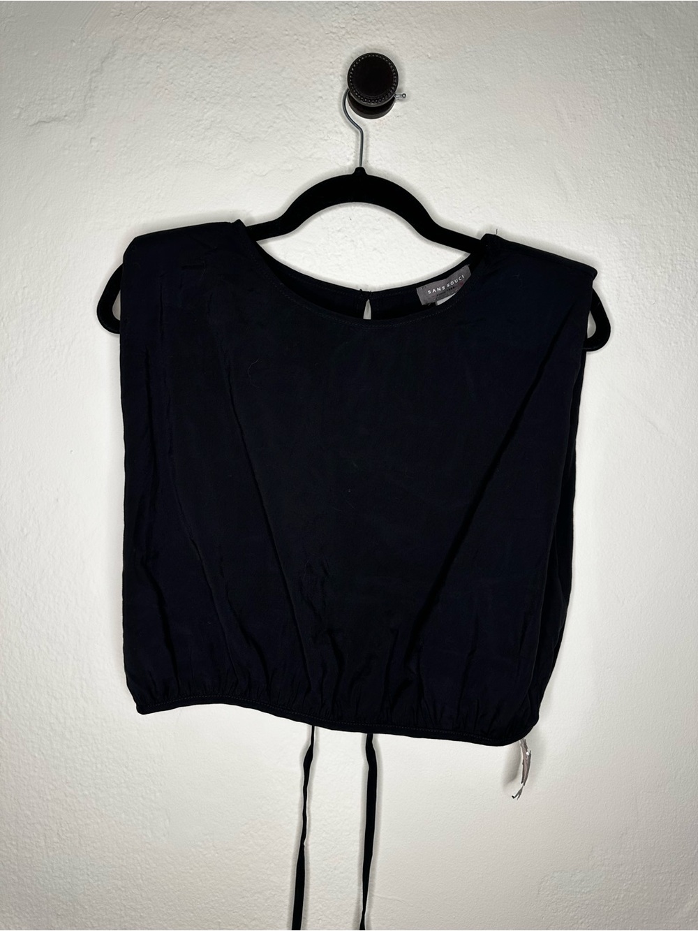 Sans Souci Black Cropped Drawstring Tank